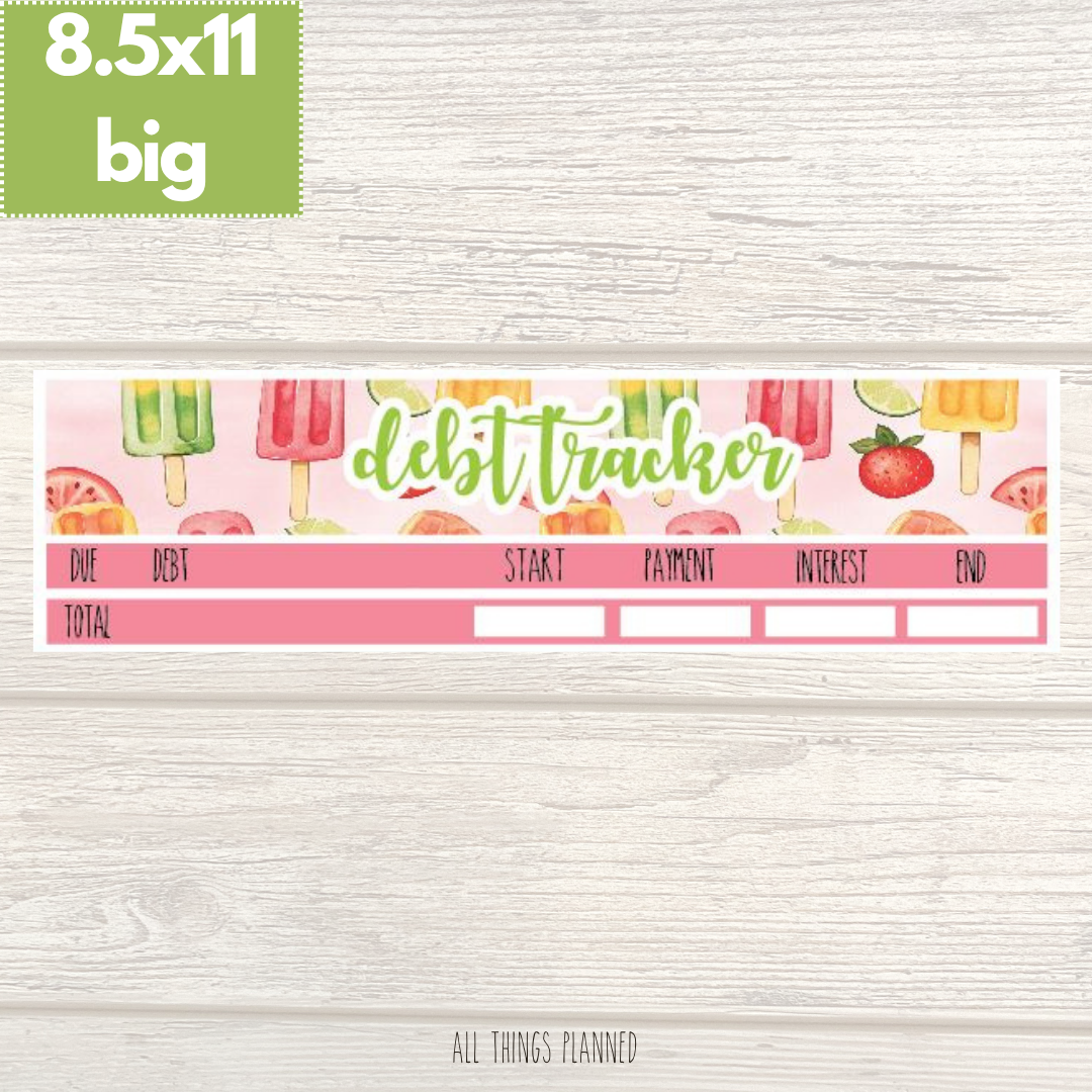 8.5x11 | Big | June (Popsicles) Debt Tracker