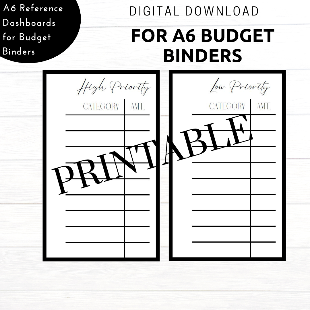 White PRINTABLE Reference Dashboards