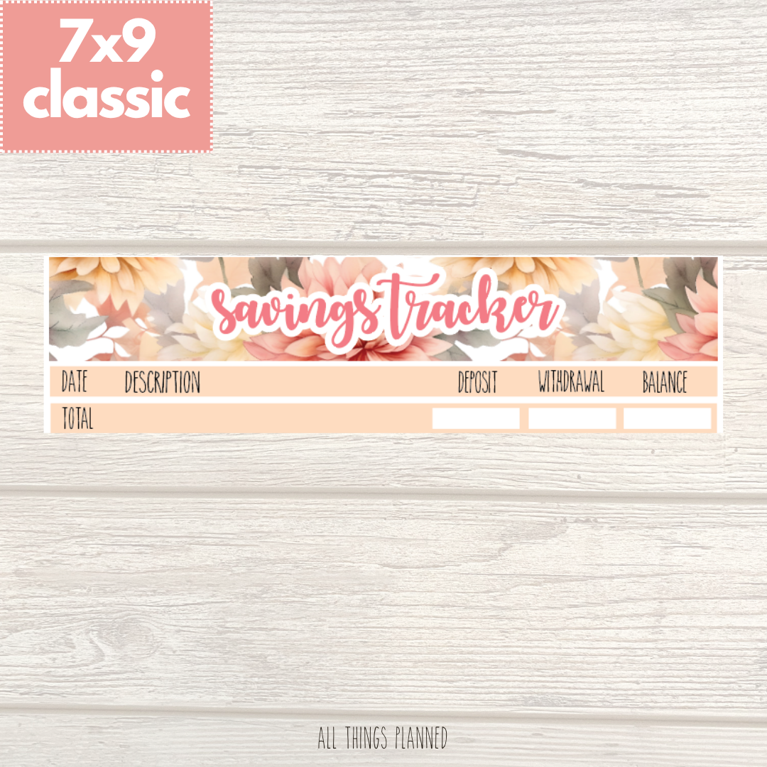 7x9 | Classic | Oct. (Fall Florals) Savings Tracker