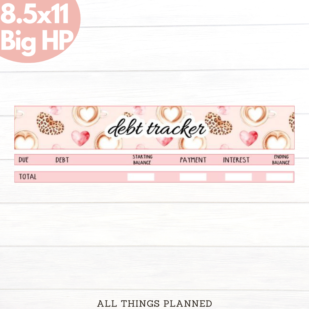 8.5x11 | Big | Oct (Pink Caffeine) Debt Tracker