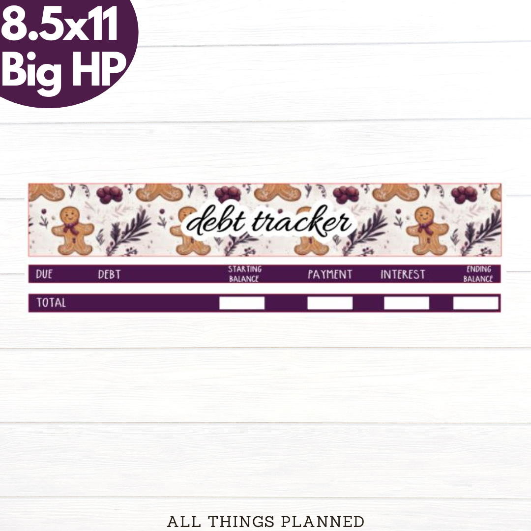 8.5x11 | Big | Dec (Gingerbread) Debt Tracker