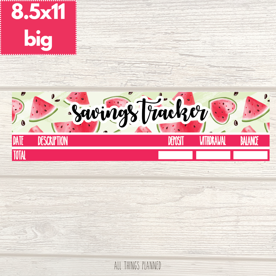 8.5x11 | Big | July (Watermelon) Savings Tracker