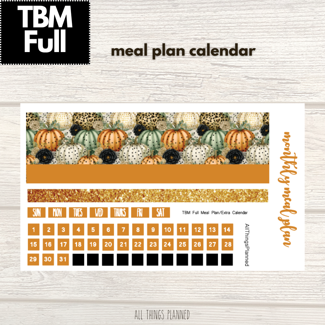Full Oct. (Pumpkins) Meal Calendar