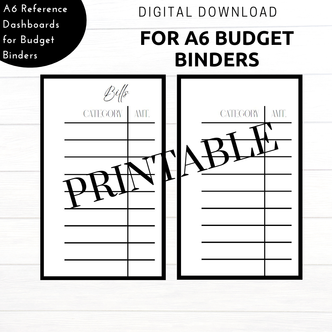 White PRINTABLE Reference Dashboards