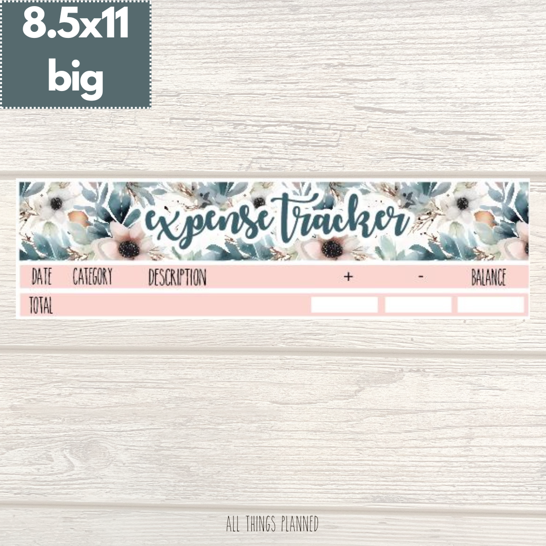 8.5x11 | Big | Feb. (Winter Florals) Expense Tracker
