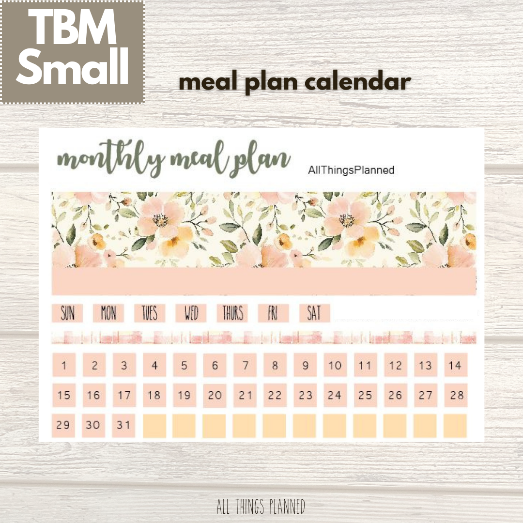 Small May (Spring Florals) Meal Calendar