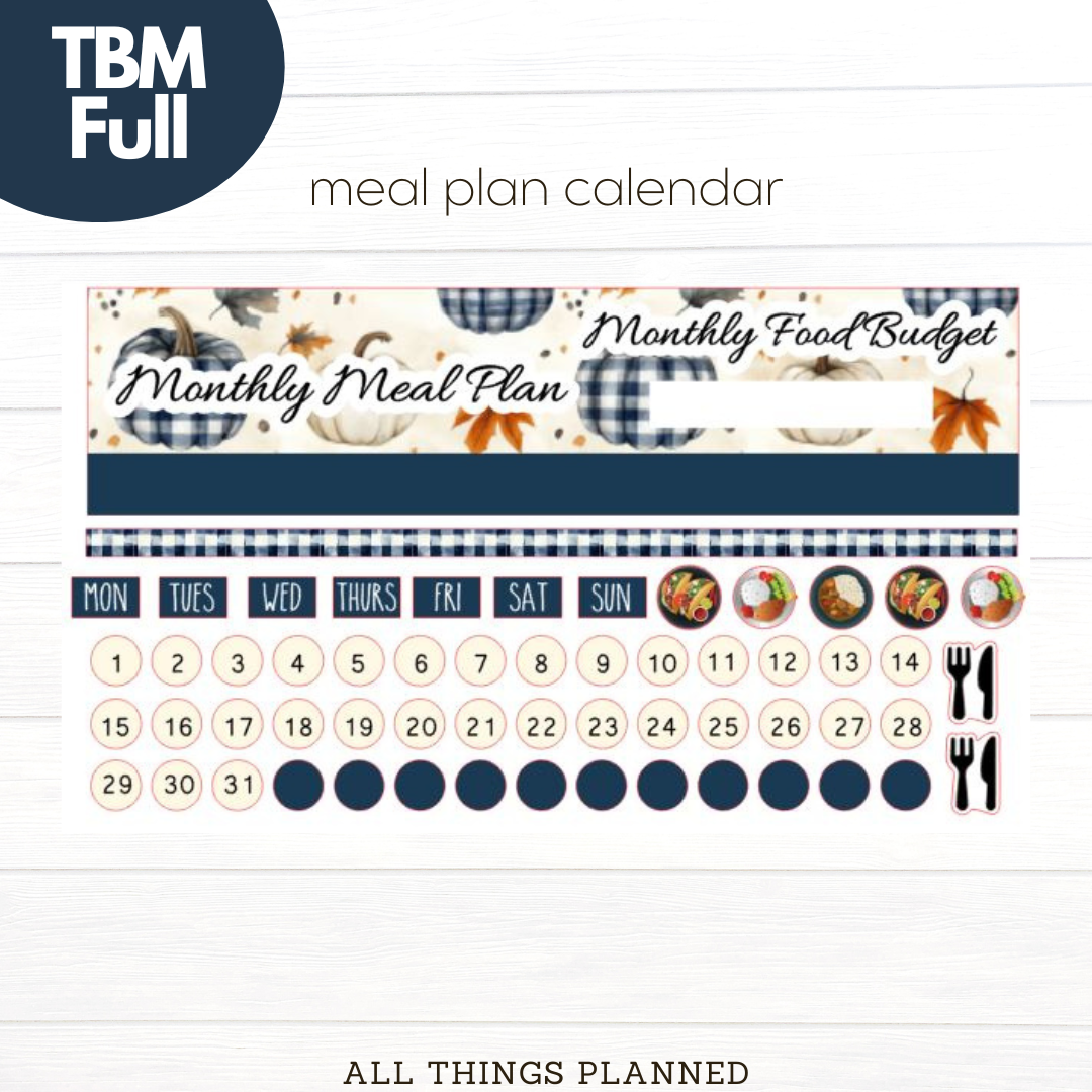 Full Nov (Fall Cottage) Meal Calendar