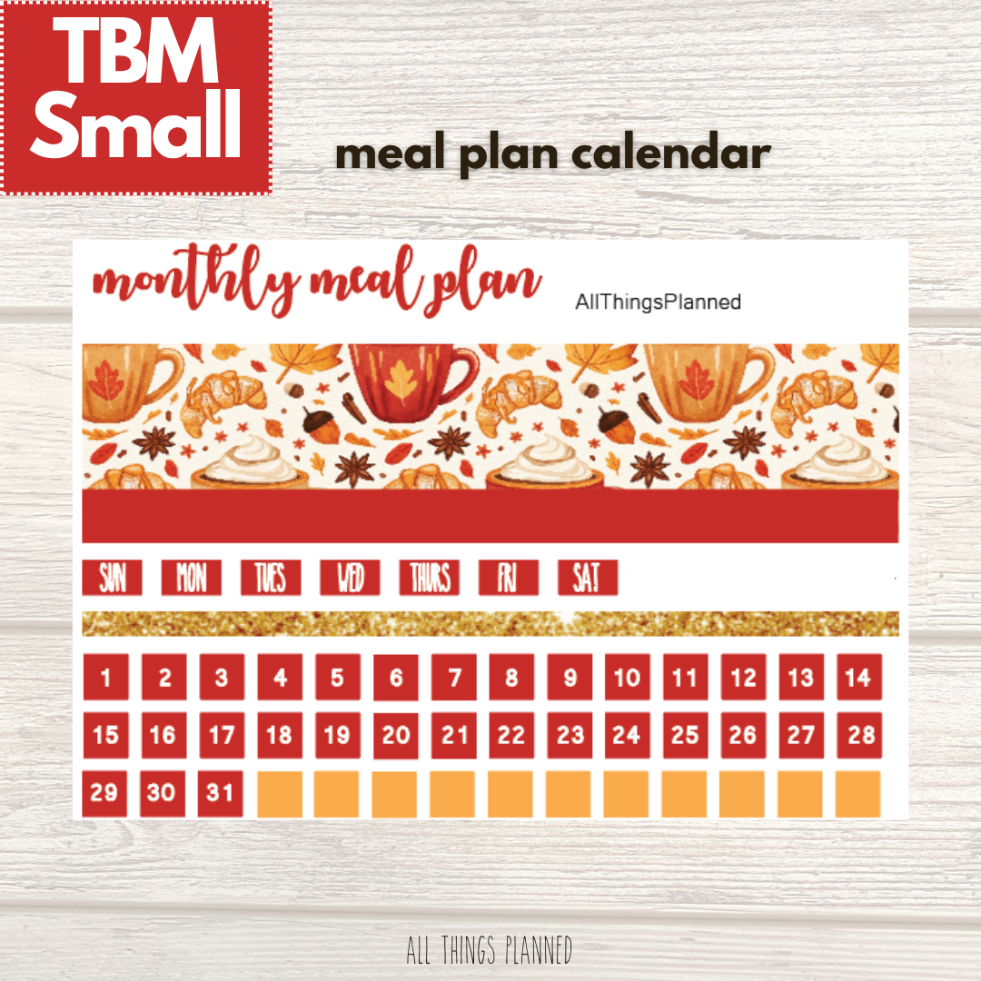 Small Sept. (Fall Latte) Meal Calendar