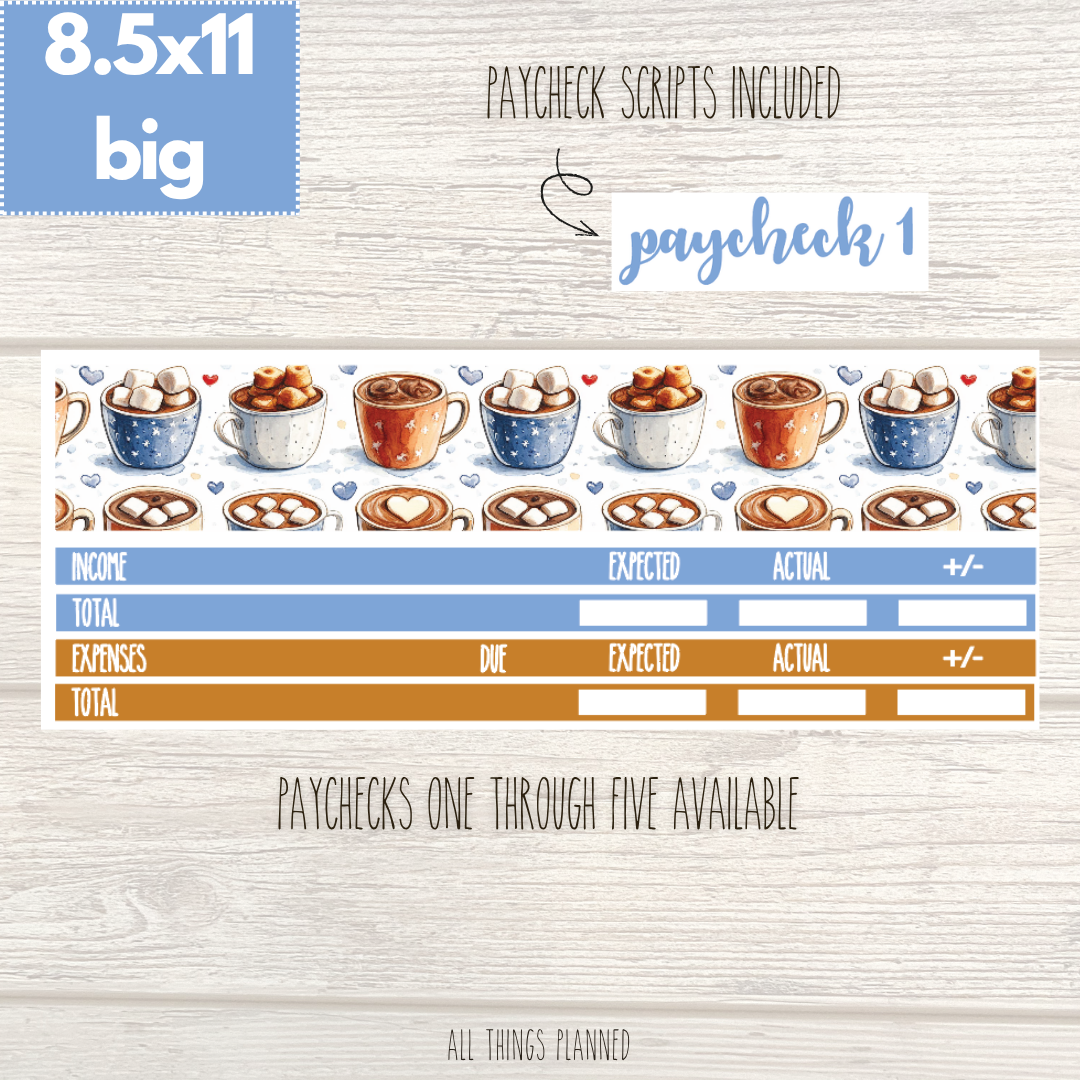 8.5x11 | Big | Dec. (Cozy Cups) Paychecks