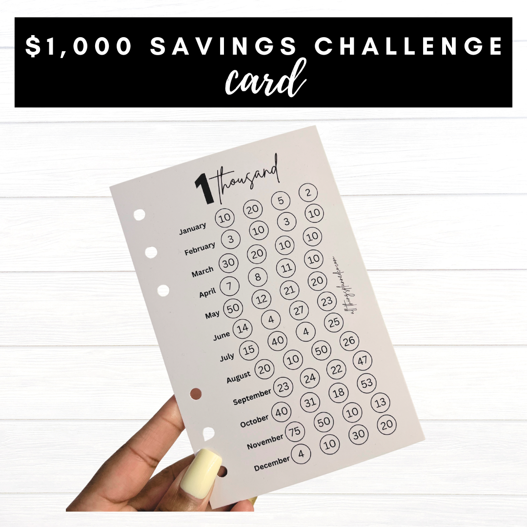 $1,000 Savings Challenge Card