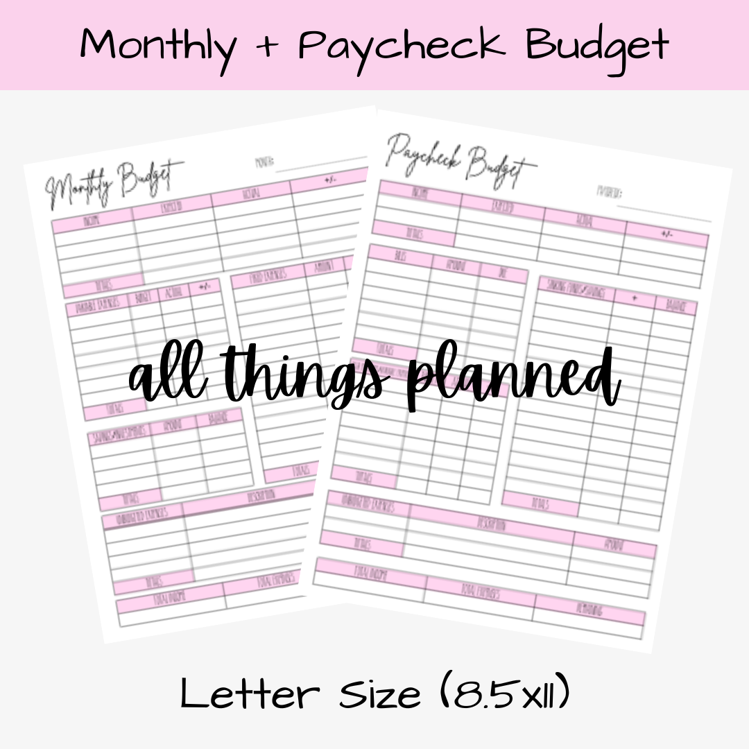 Monthly + Paycheck Budget Worksheets – All Things Planned monthly-paycheck-budget-worksheets-all-things-planned