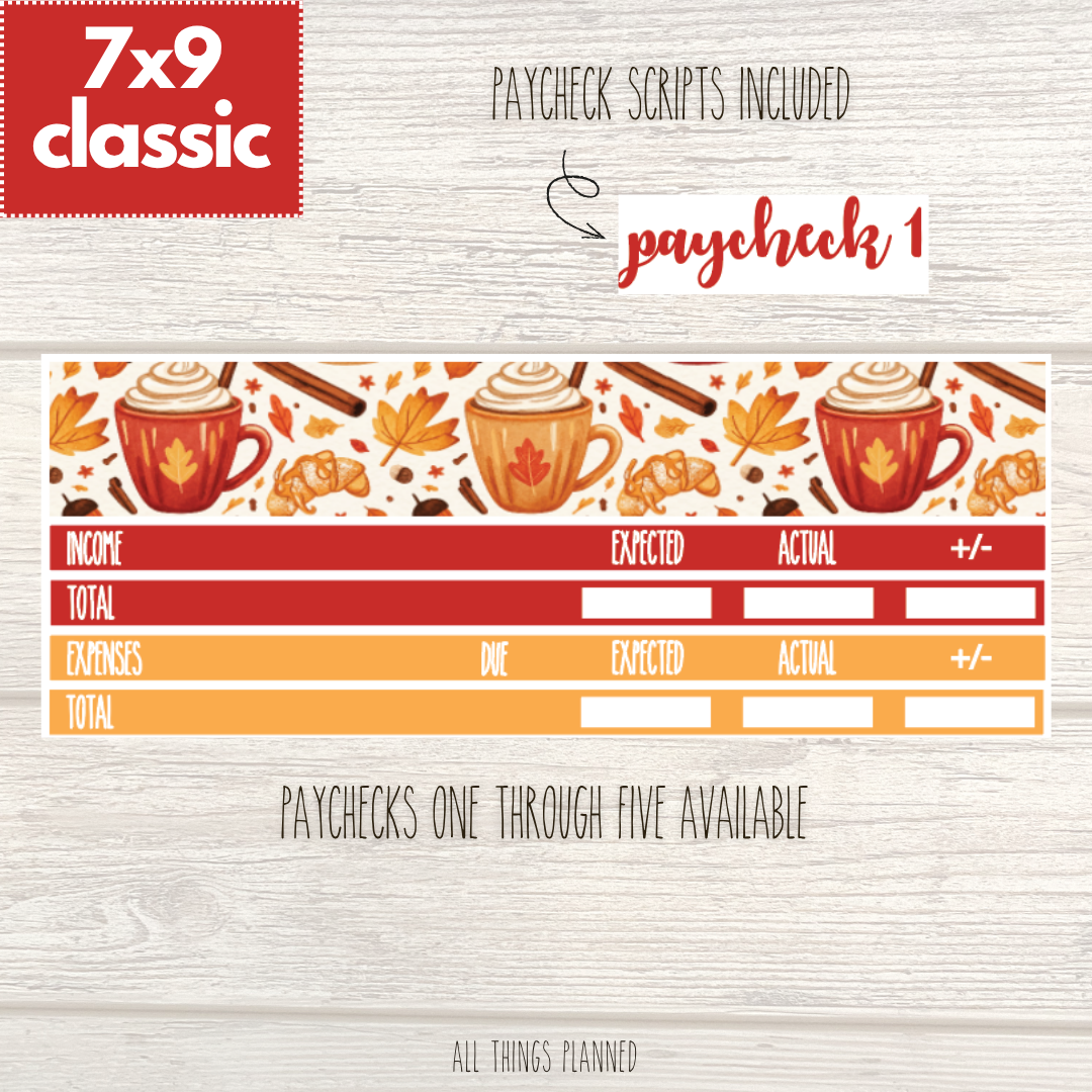 7x9 | Classic | Sept. (Fall Latte) Paychecks