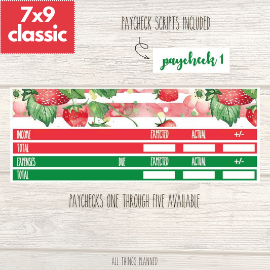 7x9 | Classic | April (Strawberry Garden) Paychecks