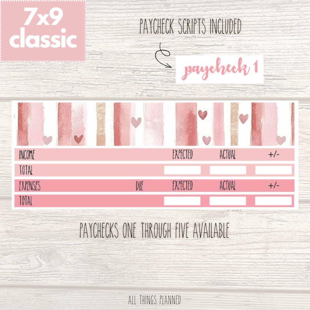 7x9 | Classic | Feb. (Love Bliss) Paychecks