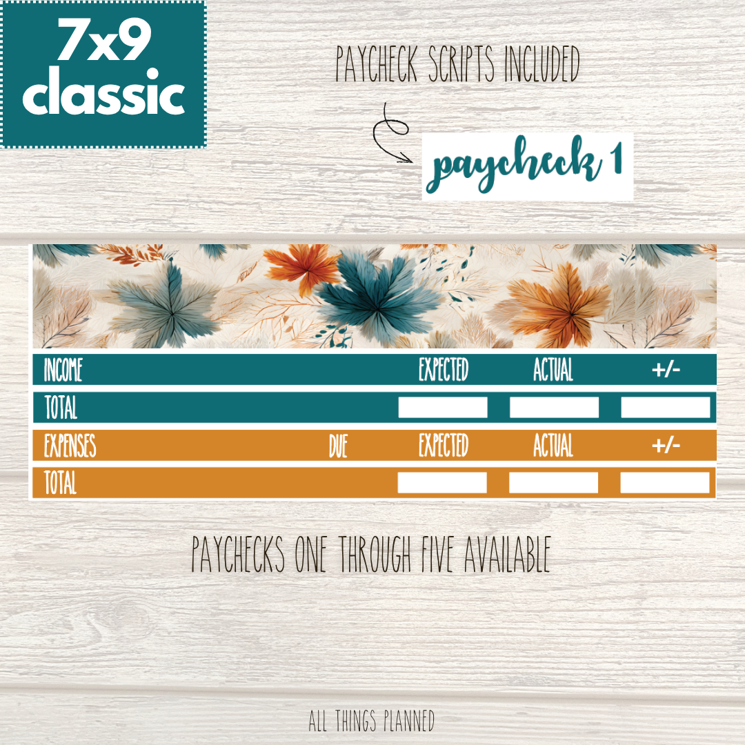 7x9 | Classic | Sept. (Dreamy Fall) Paychecks