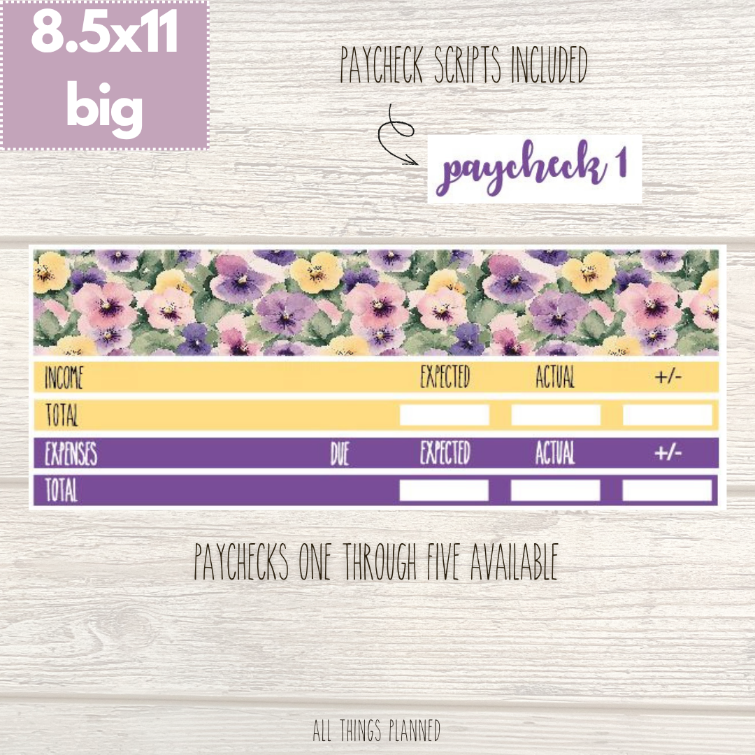 8.5x11 | Big | June (Summer Florals) Paychecks