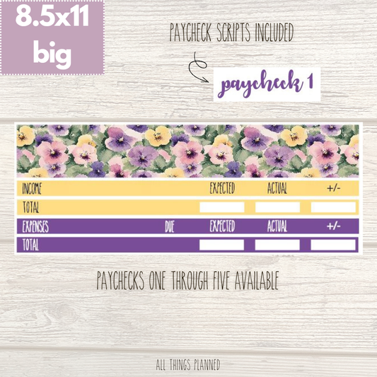 8.5x11 | Big | June (Summer Florals) Paychecks