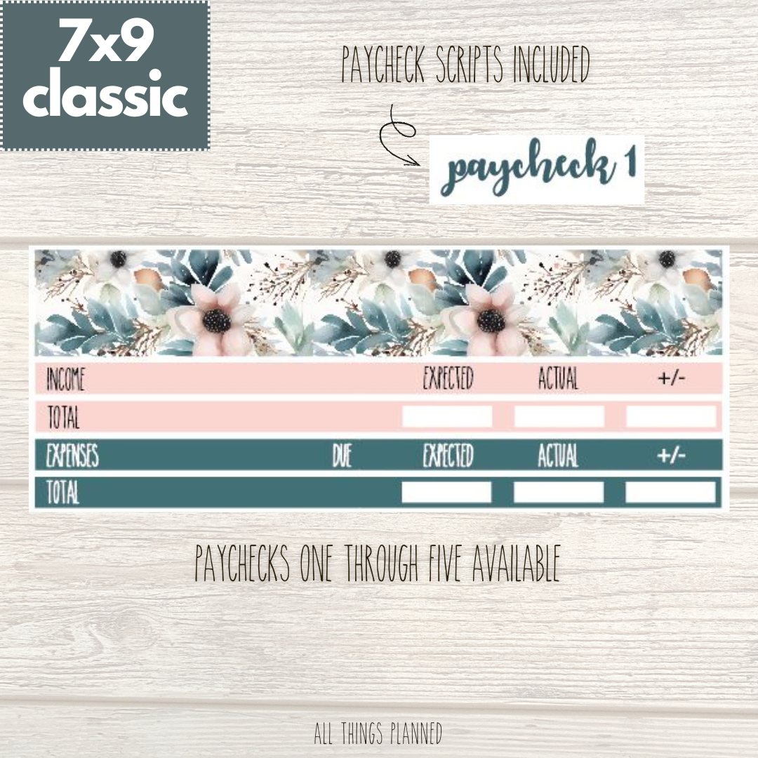 7x9 | Classic | Feb. (Winter Florals) Paychecks