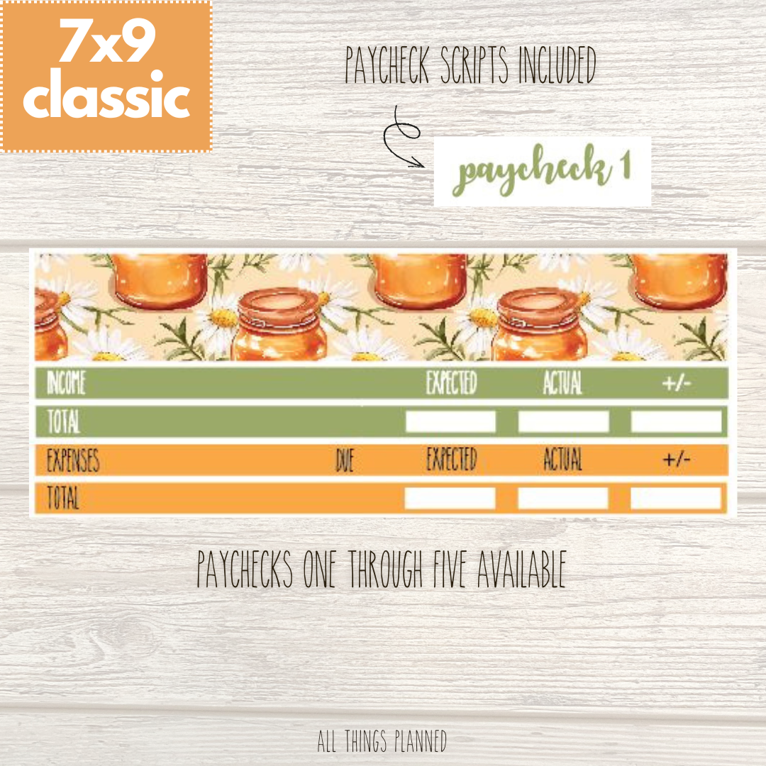 7x9 | Classic | Mar. (Honey Jar) Paychecks