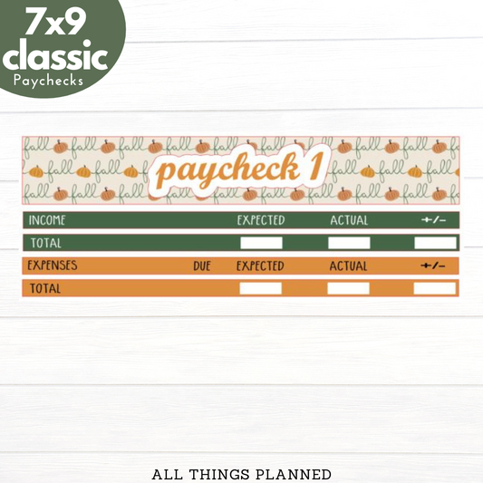 7x9 | Classic | Nov. (Boho Fall) Paychecks