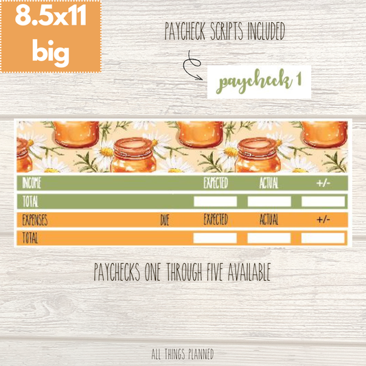 8.5x11 | Big | Mar. (Honey Jar) Paychecks