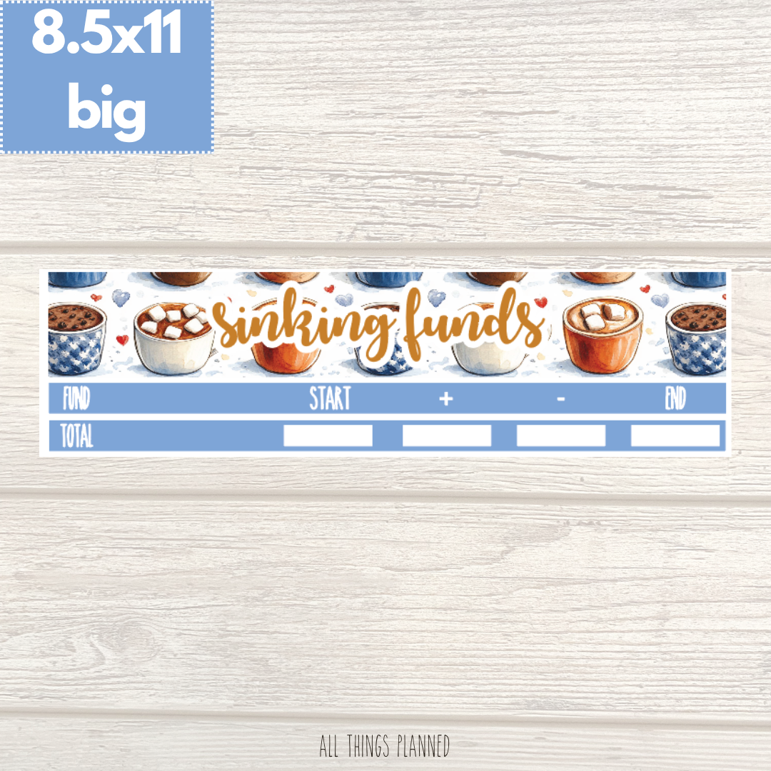 8.5x11 | Big | Dec. (Cozy Cups) Sinking Funds Tracker
