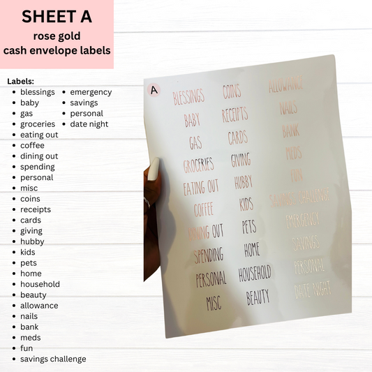 Rose Gold Foil A6 & A7 Labels | SHEET A