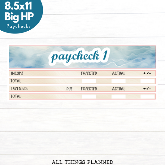 8.5x11 | Big | July (Ocean) Paychecks