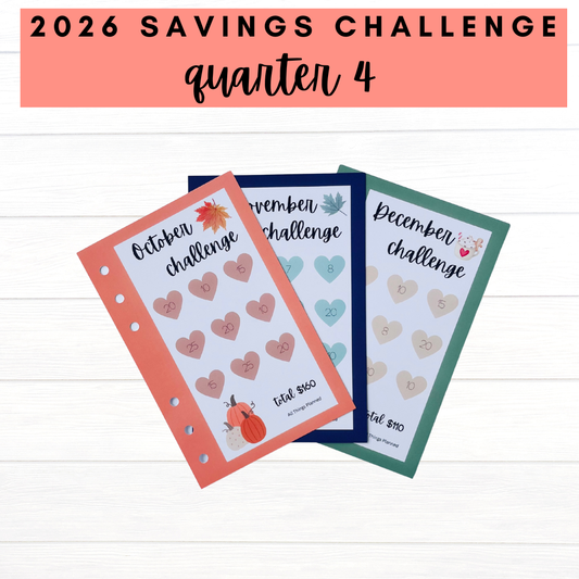 2026 Savings Challenge Cards - Quarter 4