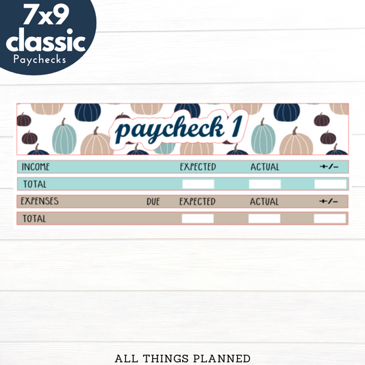 7x9 | Classic | Oct. (Blue Pumpkin) Paychecks