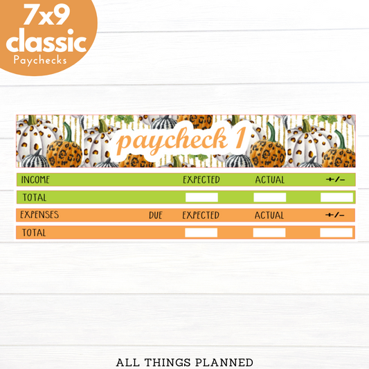 7x9 | Classic | Oct. (Leopard Pumpkin) Paychecks