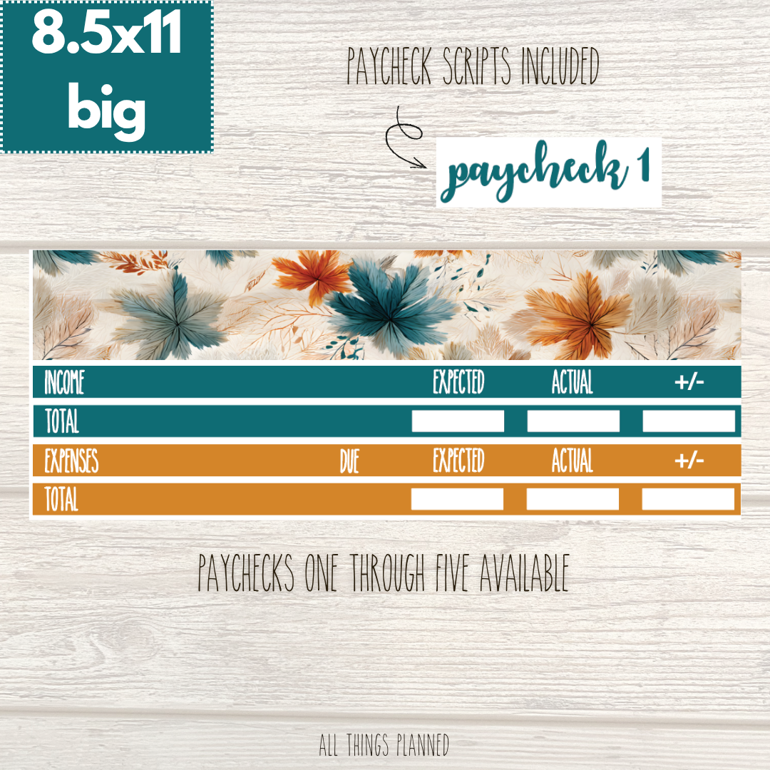 8.5x11 | Big | Sept. (Dreamy Fall) Paychecks