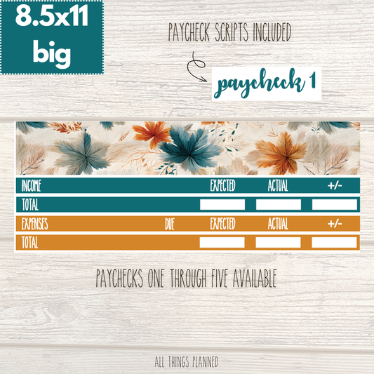 8.5x11 | Big | Sept. (Dreamy Fall) Paychecks