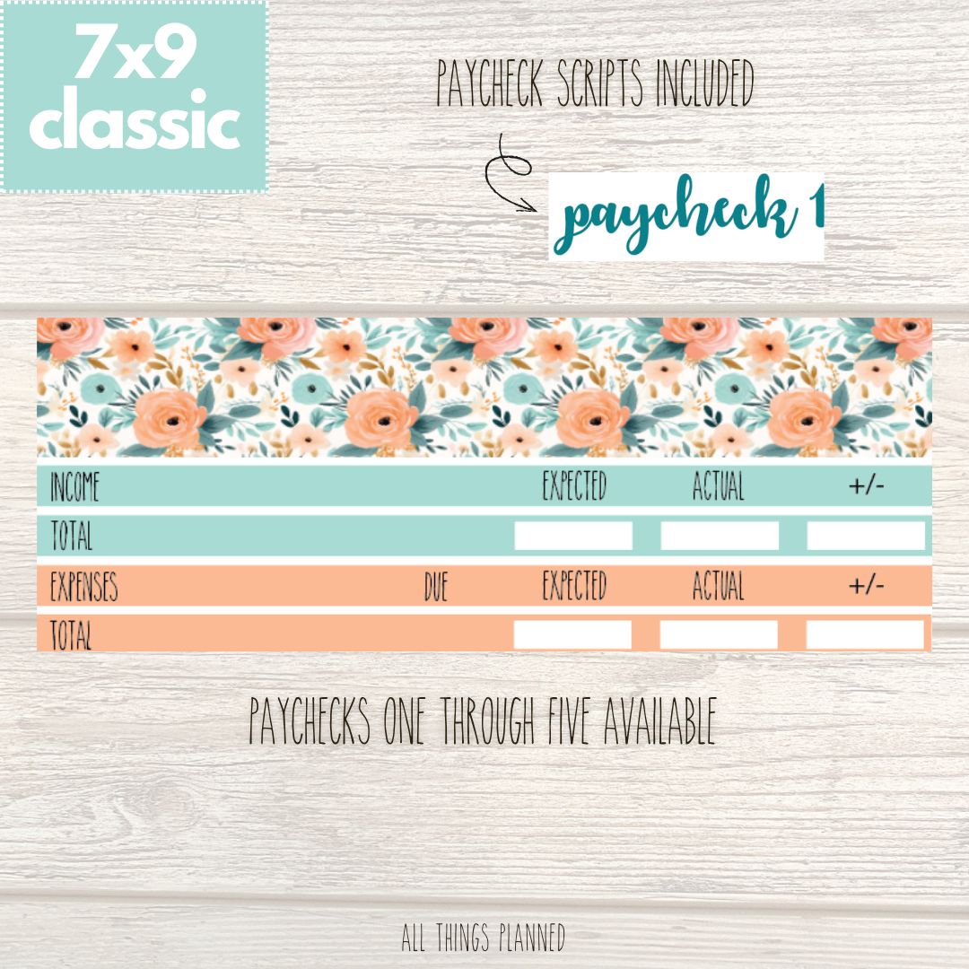 7x9 | Classic | Aug. (Summer Bloom) Paychecks