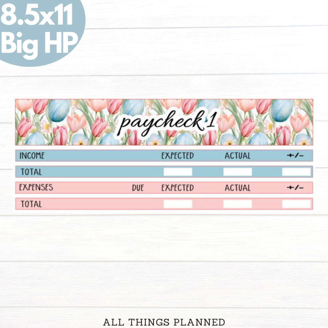 8.5x11 | Big | Apr. (Easter Florals) Paychecks