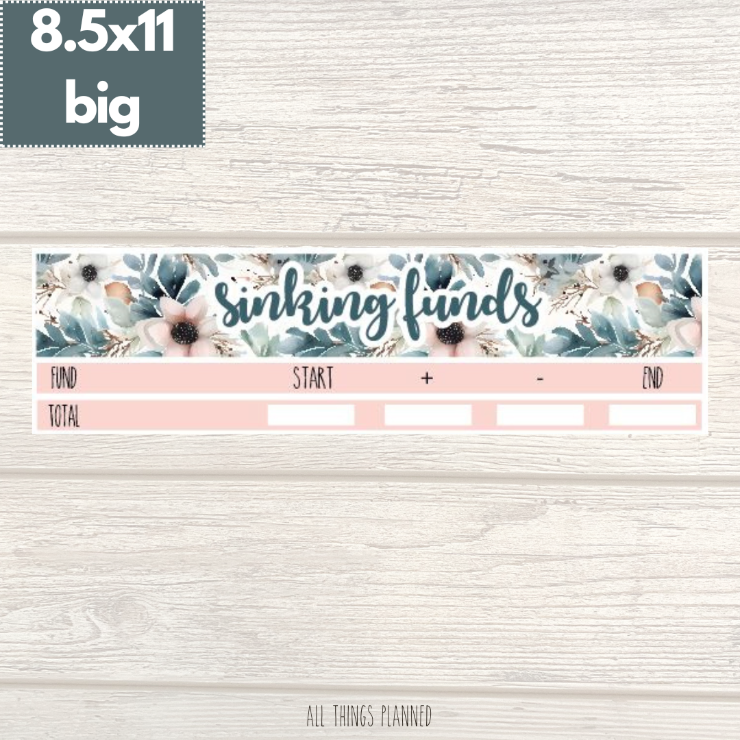 8.5x11 | Big | Feb. (Winter Florals) Sinking Funds Tracker