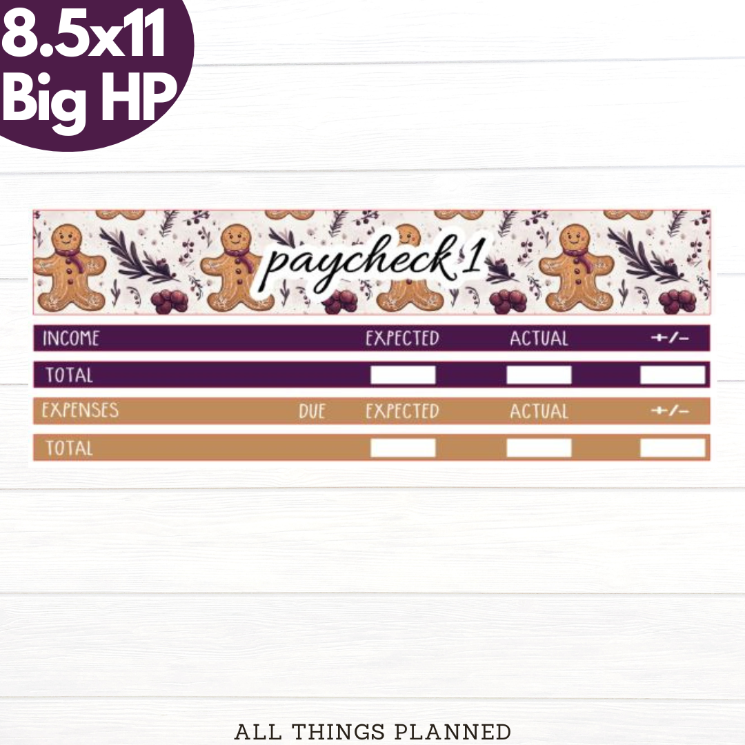 8.5x11 | Big | Dec (Gingerbread) Paychecks