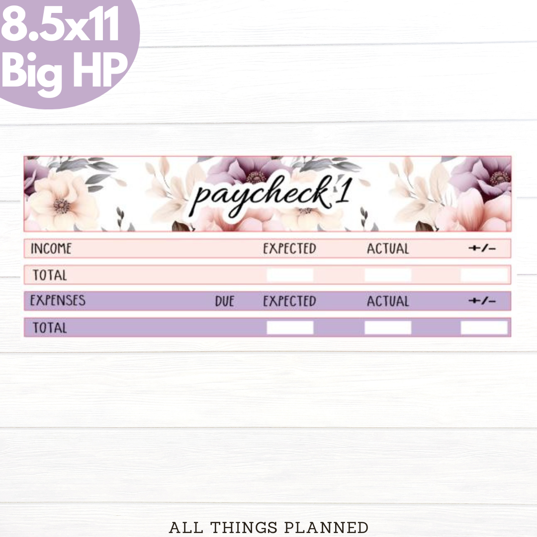 8.5x11 | Big | Apr. (Spring Florals) Paychecks