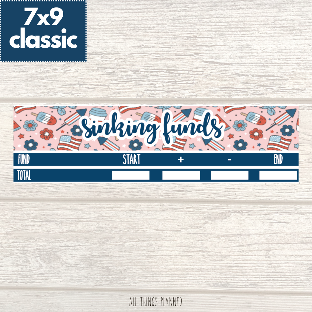 7x9 | Classic | July (Happy 4th) Sinking Funds Tracker