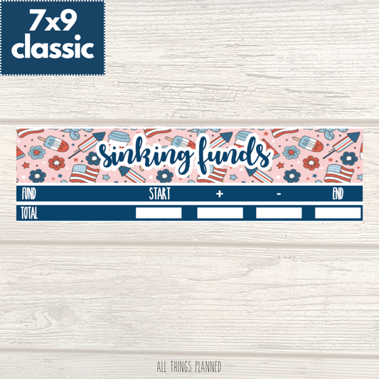 7x9 | Classic | July (Happy 4th) Sinking Funds Tracker