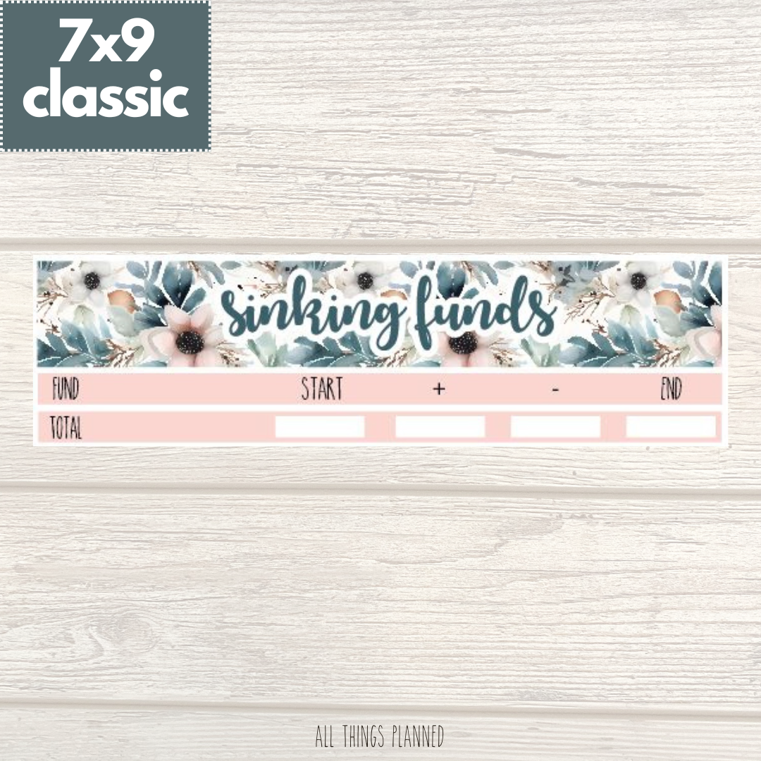 7x9 | Classic | Feb. (Winter Florals) Sinking Funds Tracker