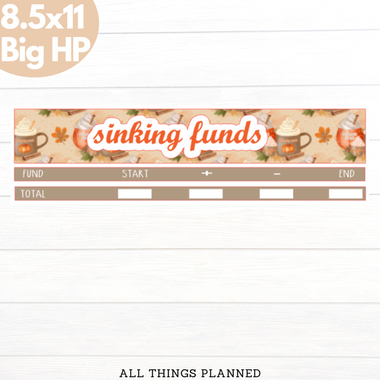 8.5x11 | Big | Sept. (Pumpkin Spice) Sinking Funds Tracker