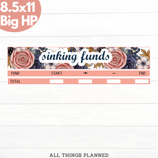 8.5x11 | Big | Dec. (Winter Roses) Sinking Funds Tracker