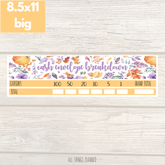 8.5x11 | Big | Nov. (Purple Harvest) Cash Envelope Breakdown