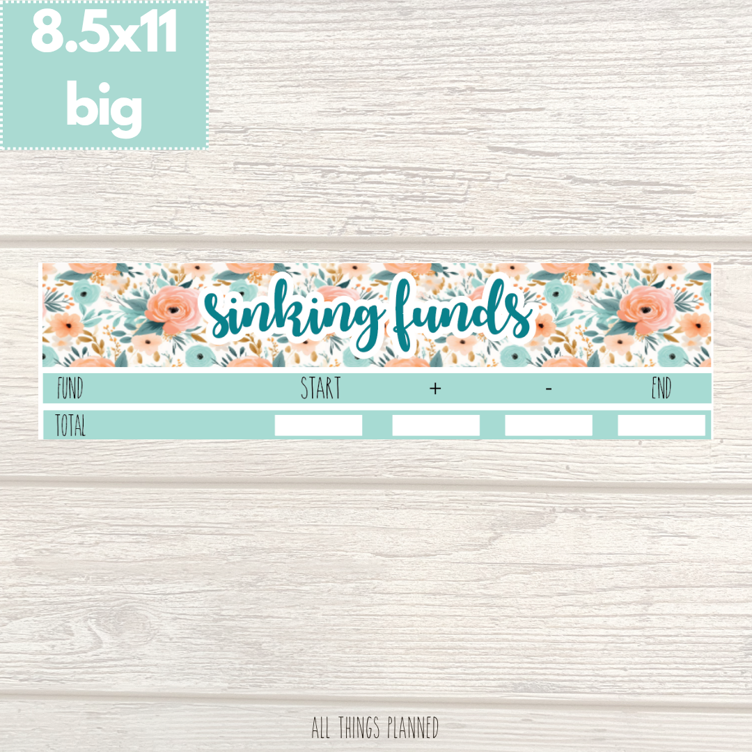 8.5x11 | Big | Aug. (Summer Bloom) Sinking Funds Tracker