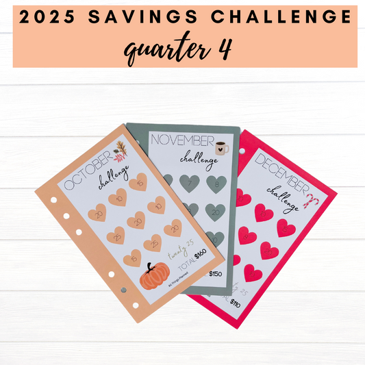 2025 Savings Challenge Cards - Quarter 4