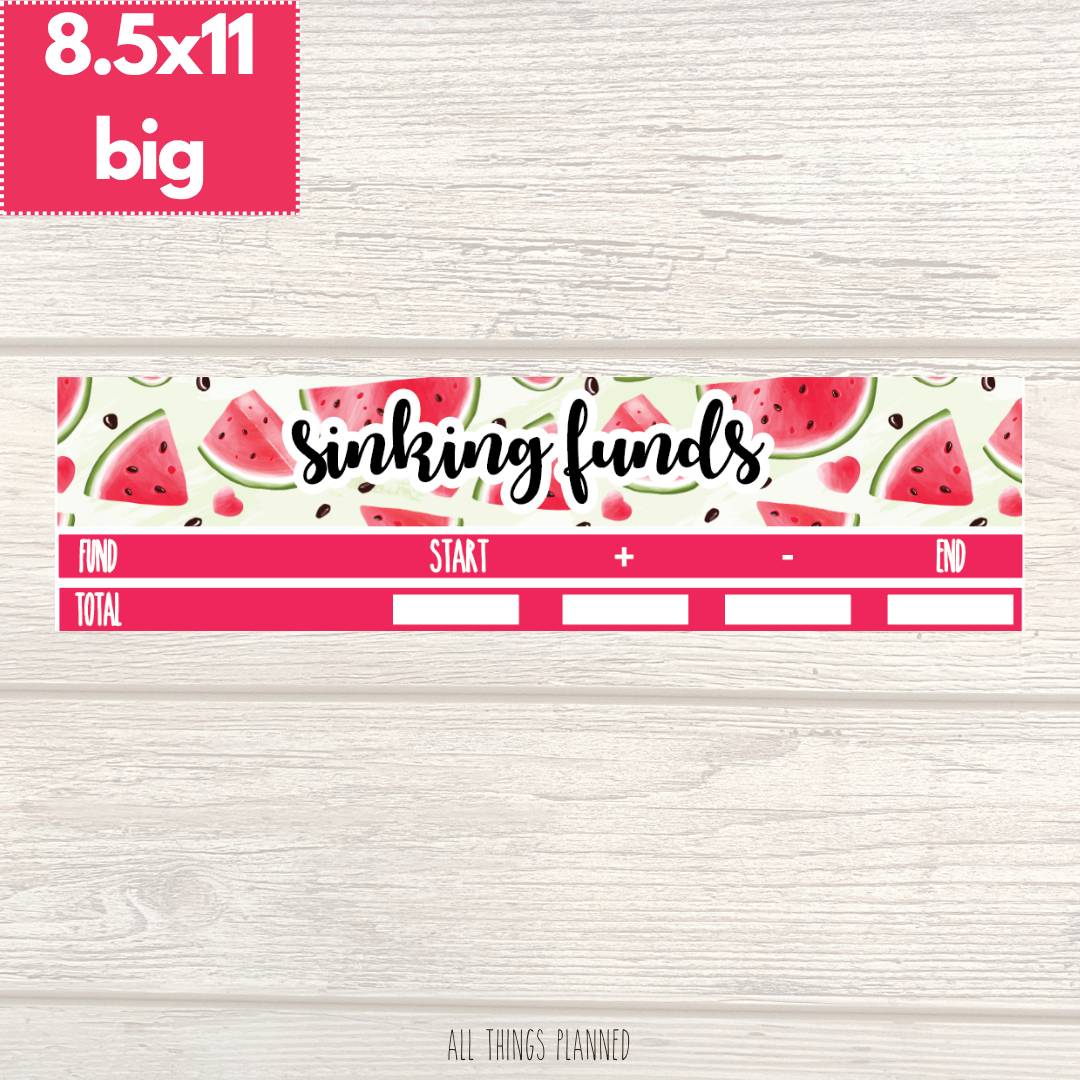 8.5x11 | Big | July (Watermelon) Sinking Funds Tracker