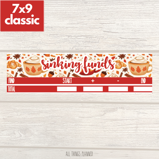 7x9 | Classic | Sept. (Fall Latte) Sinking Funds Tracker