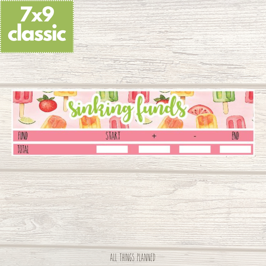 7x9 | Classic | June (Popsicles) Sinking Funds Tracker