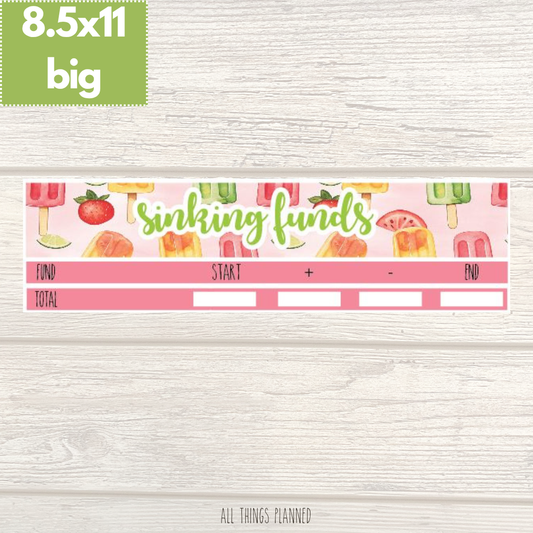 8.5x11 | Big | June (Popsicles) Sinking Funds Tracker